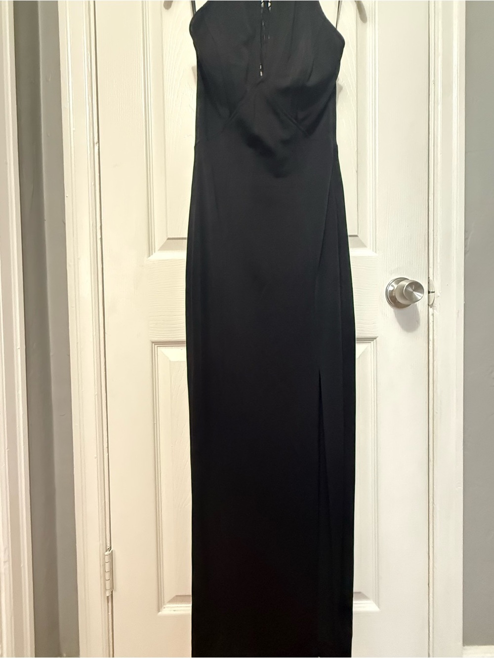 Tadashi Shoji Black Sleeveless Maxi Gown with Side Slit